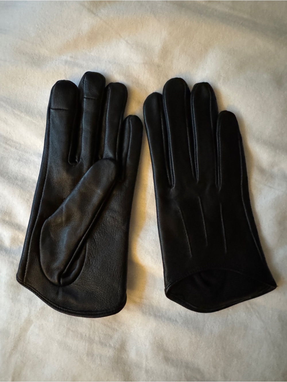 NEW ASOS Black Real Leather Touch Screen Gloves - Size Small